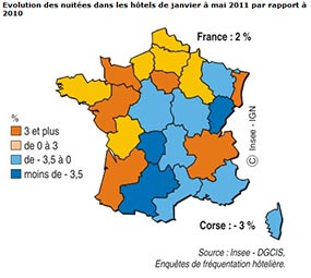 carte de france nuitées